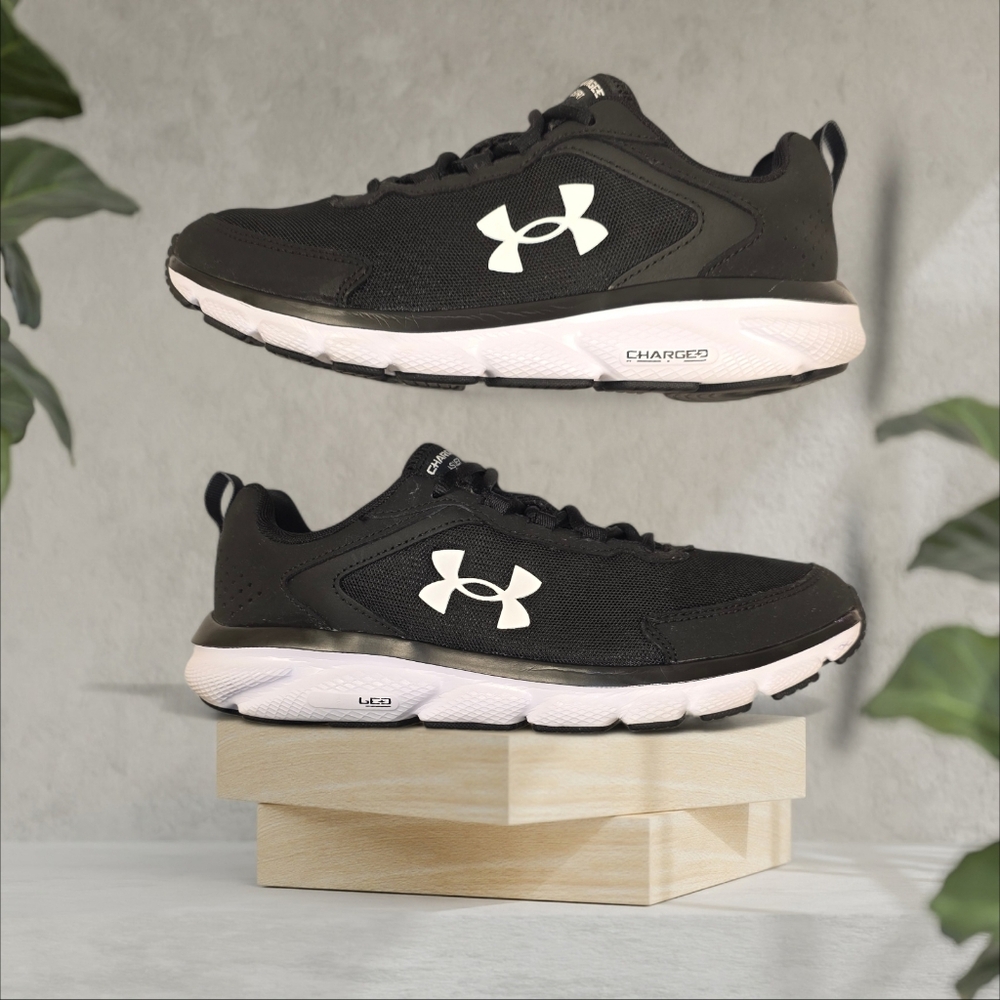 Under Armour Charged Assert 9 Men's Running Shoes - Black/White, Size US 9.5